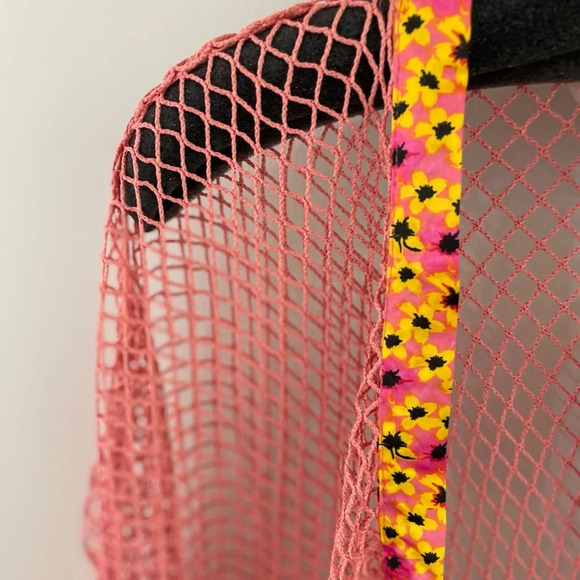 Steve Madden Open Weave Topper - Pink/Yellow Floral Mesh Kimono - NWT! - Picture 9 of 14